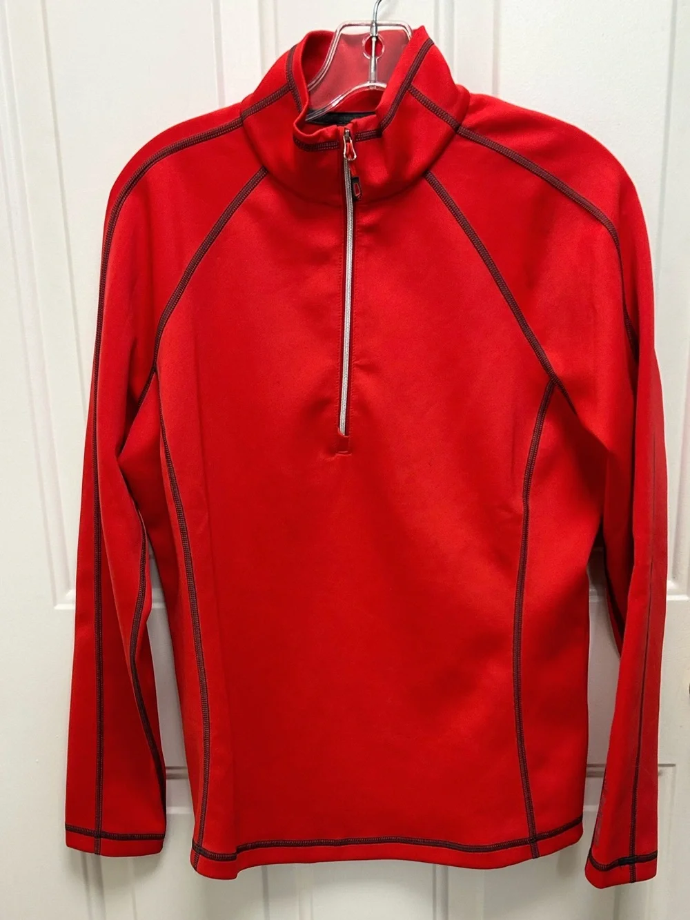 Sunice Red 3/4 Zip-Up Mock Neck Performance Pullover Top